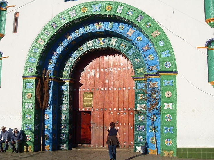 Photo:  Church portal at San Juan Chamula, Chiapas, Mexico